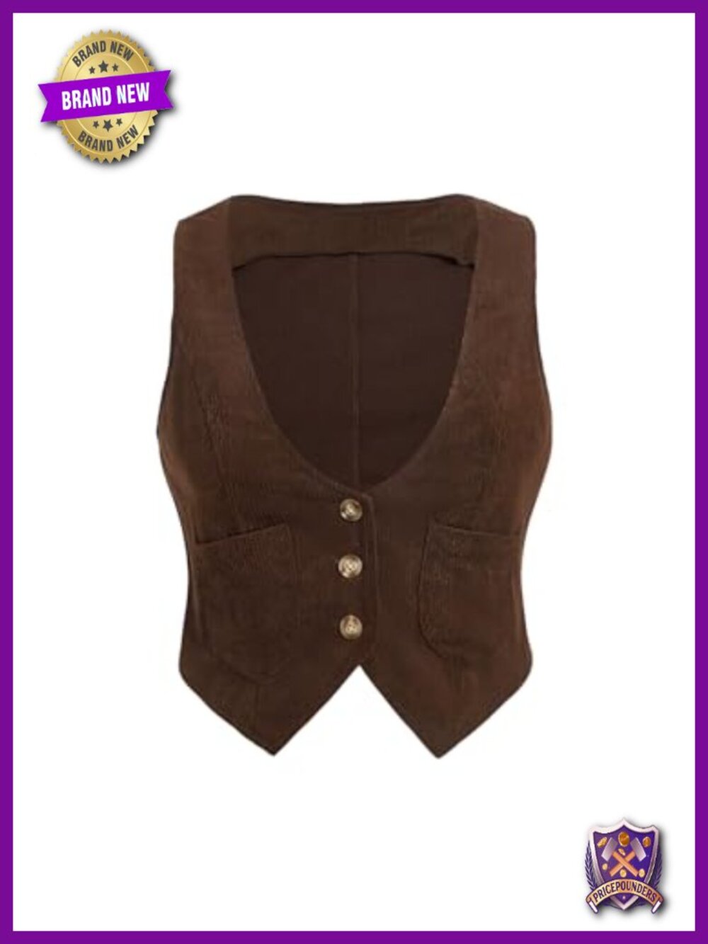 Women's Plus Size Corduroy Vest Waistcoat Suit Top